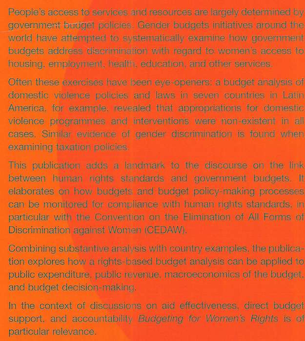 Budgeting for Women's Rights: Monitoring Government Budgets for Compliance with CEDAW | Diane Elson