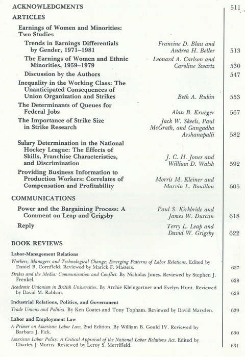 Industrial & Labor Relations (No. 4, Vol. 41, July 1988)