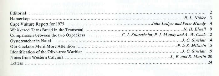 Bokmakierie: General Interest Magazine of the SA Ornithological Society (Vol. 28, No. 1, March 1976)