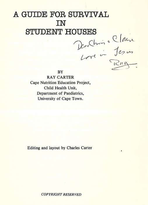 A Guide for Survival in Student Houses (Inscribed by Author) | Ray Carter
