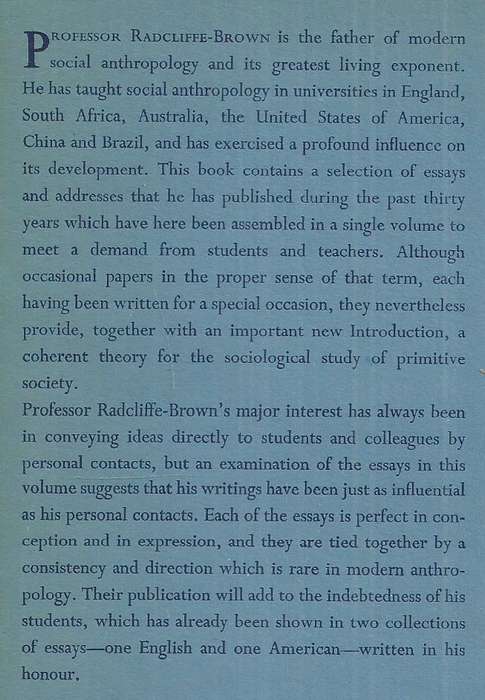 Structure and Function in Primitive Society (Signed by Author) | A. R. Radcliffe-Brown