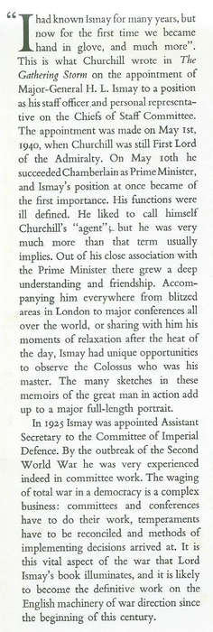 The Memoirs of Lord Ismay | General the Lord Ismay