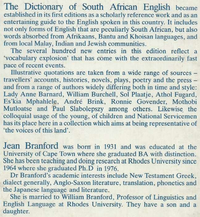 A Dictionary of South African English | Jean Branford
