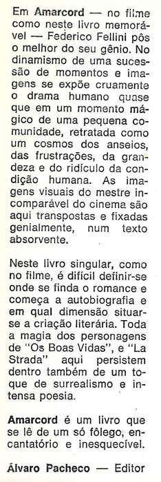 Amarcord (Portuguese Text) | Federico Fellini