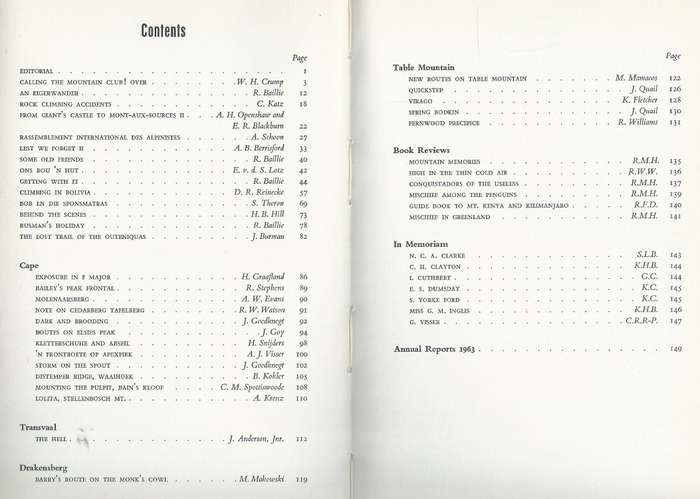 The Journal of the Mountain Club of South Africa (1963)