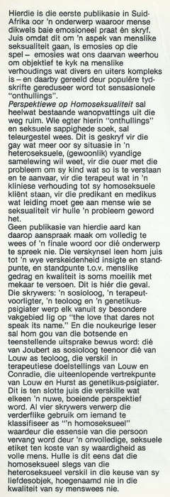 Perspektiewe op Homoseksualiteit (Afrikaans) | Dian Joubert, et al.