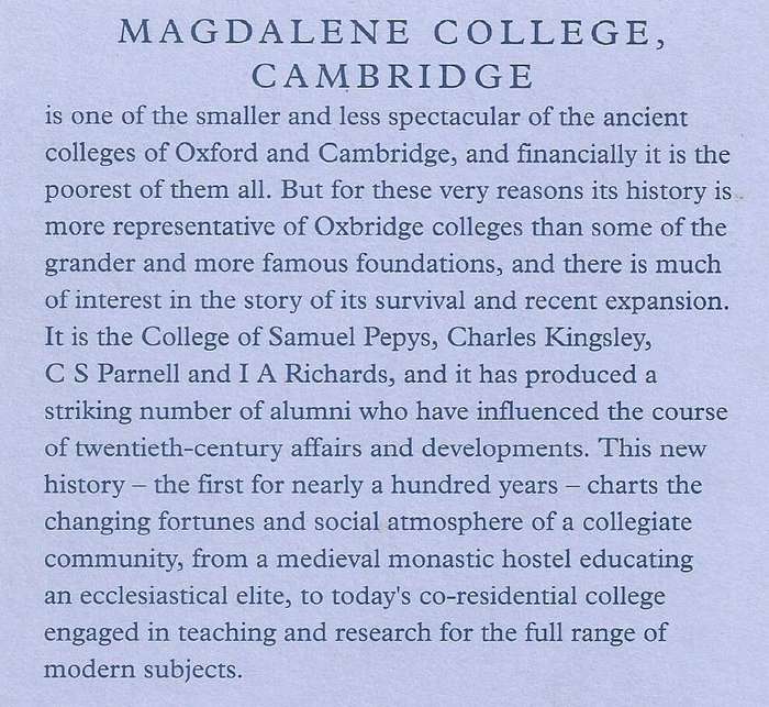 A History of Magdalene College, Cambridge, 1428-1988 | Peter Cunich, et al.