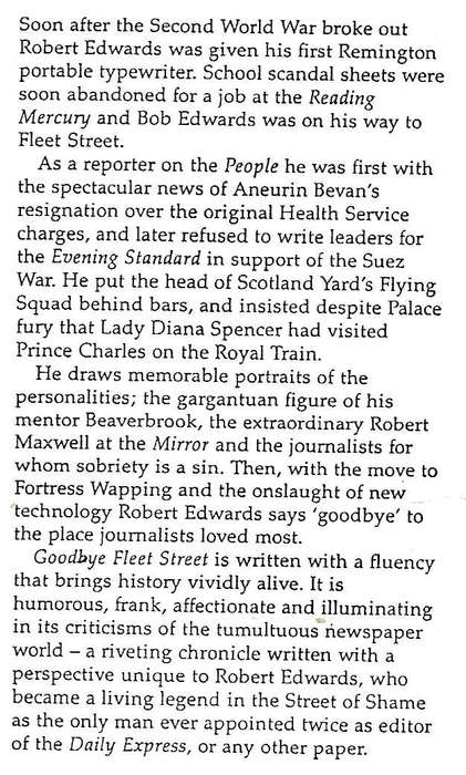 Goodbye Fleet Street (Proof Copy) | Robert Edwards