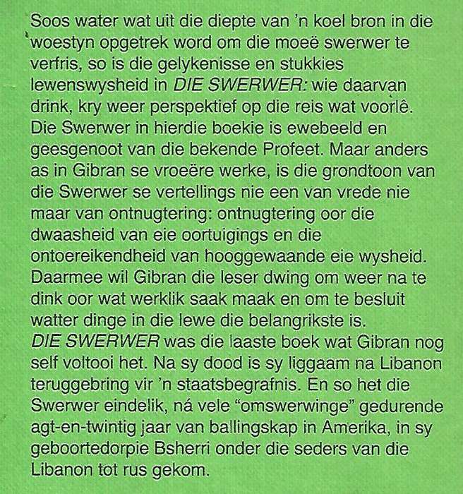 Die Swerwer (Afrikaans Translation of 'The Wanderer') | Kahil Gilbran