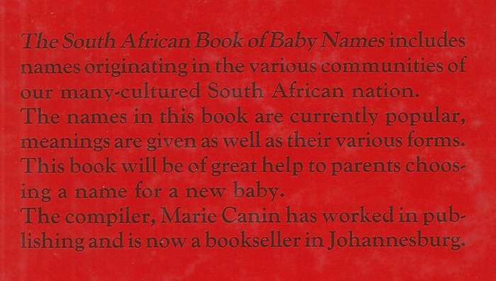 The South African Book of Baby Names | Marie Canin