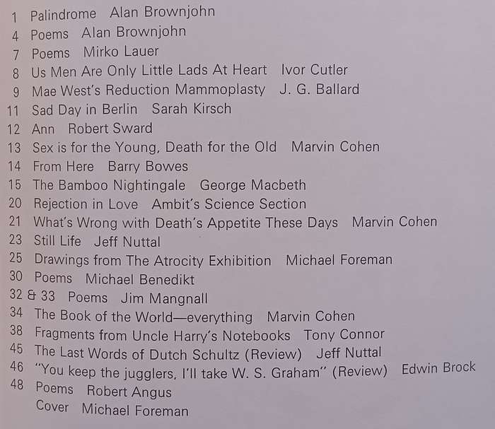 Ambit: A Quarterly of Poems, Short Stories, Drawings and Criticism (1970, Nos. 42-45)