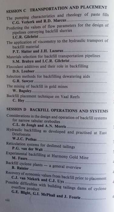 Backfill in South African Mines