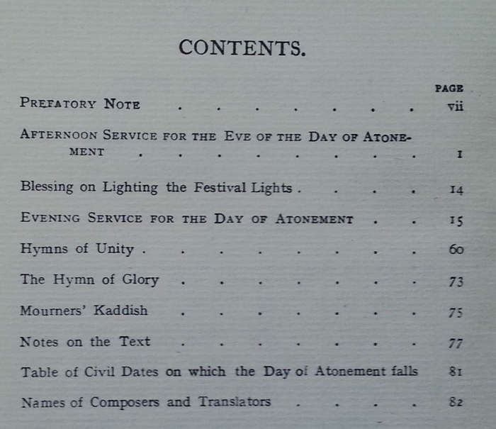 Service of the Synagogue: Day of Atonement, Part 1, Evening Service