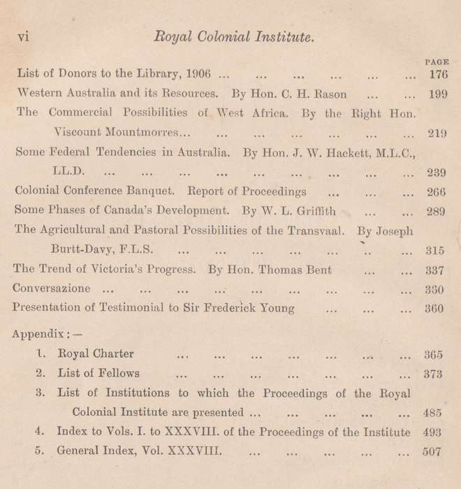 Proceedings of the Royal Colonial Institute (Vol. XXXVIII, 1906-1907)