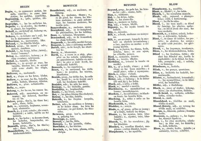 English-Sesuto Vocabulary (Published 1937, 7th Edition) | A. Casalis