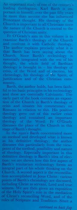 The Church in the Theology of Karl Barth, Vol. 1 | Colm O'Grady