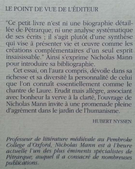 Petrarque (French) | Nicholas Mann
