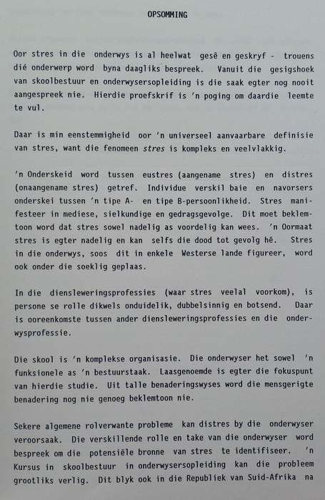 Implikasies van Stres vir die Inisiele Opleiding van Onderwysers in Skoolbestuur (Possibly Inscri...