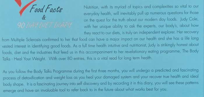Vital Food Facts & 90 Day Diet Diary (Signed by Author) | Judy Cole