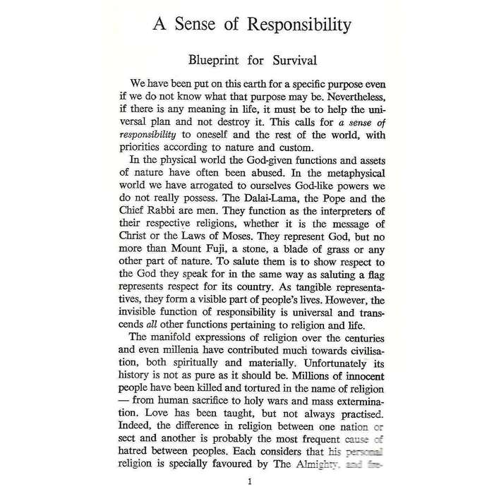 A Sense of Responsibility: Blueprint for Survival | Jack Penn