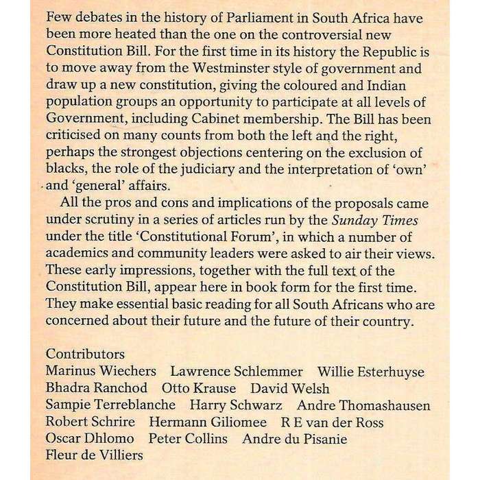 Bridge or Barricade? The Constitution, A First Appeal | Fleur de Villiers (Ed.)