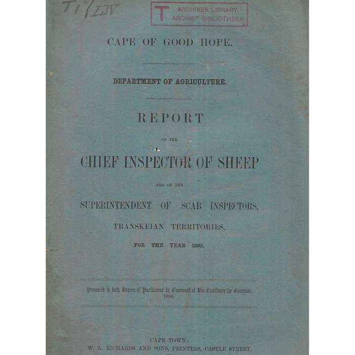 Cape of Good Hope Report of the Chief Inspector of Sheep and Superintendent of Scab Inspectors (1...