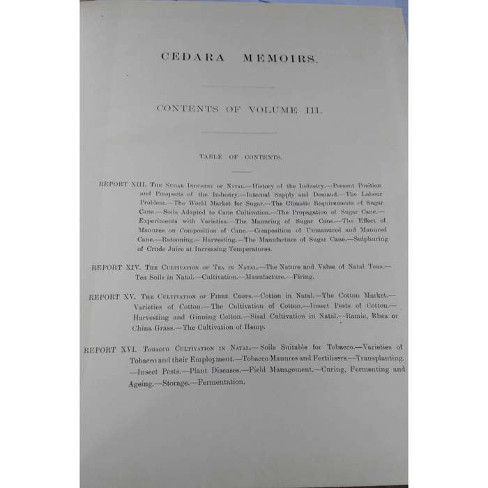 Cedara Memoirs: Cereals in South Africa  (R1'200.00 for 3 Volumes, Published in 1909 - 1912) |  E...