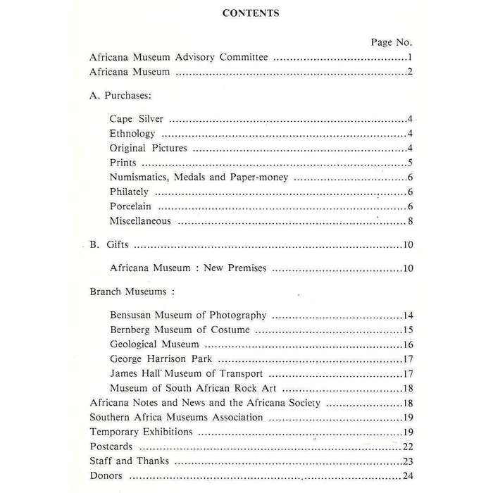City of Johannesburg Africana Museum (Annual Report 1984)