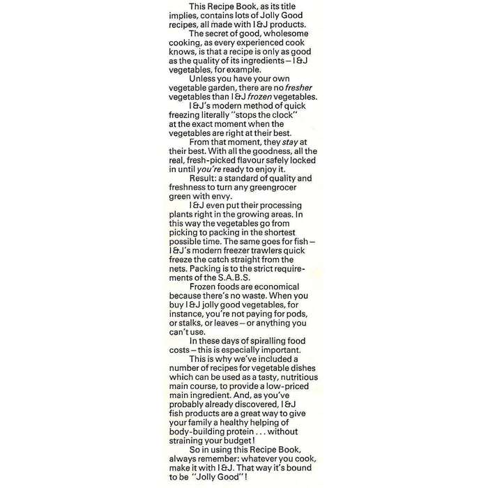 Jolly Good Recipes from I & J | Rudi Faulhammer