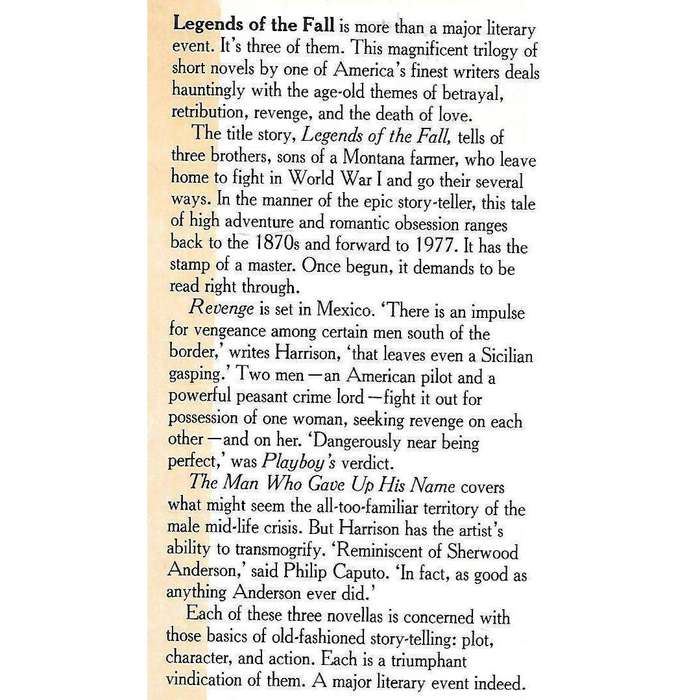 Legends of the Fall (First Edition, 1980) | Jim Harrison