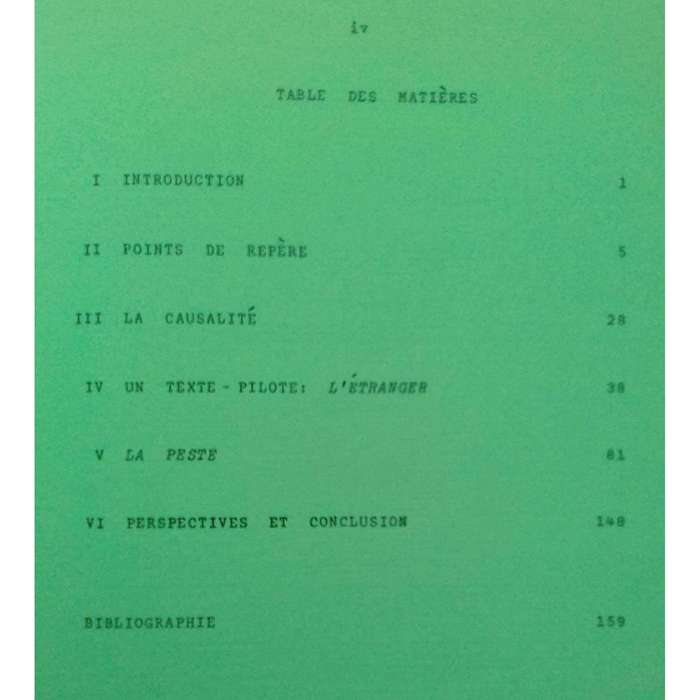 L'Expression de la Causalite Dans Deux Romans D'Albert Camus (L'Etranger, La Peste) | R. L. Sadowsky