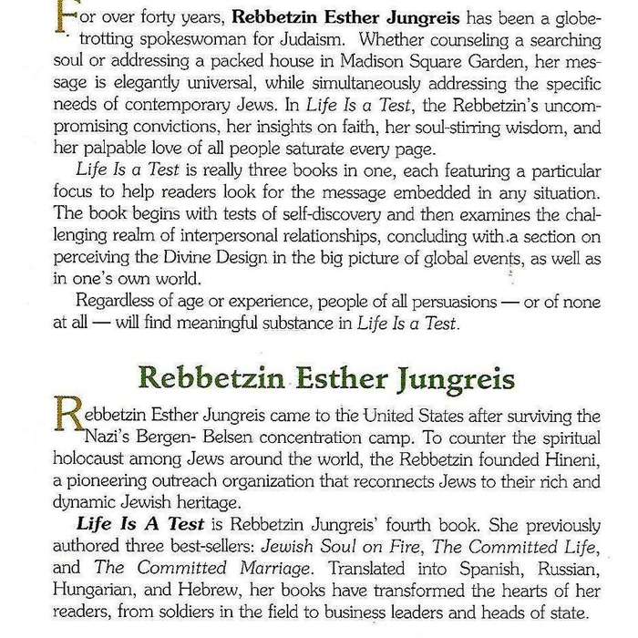 Life Is A Test: How To Meet Life's Challenges Successfully | Rebbetzin Esther Jungreis