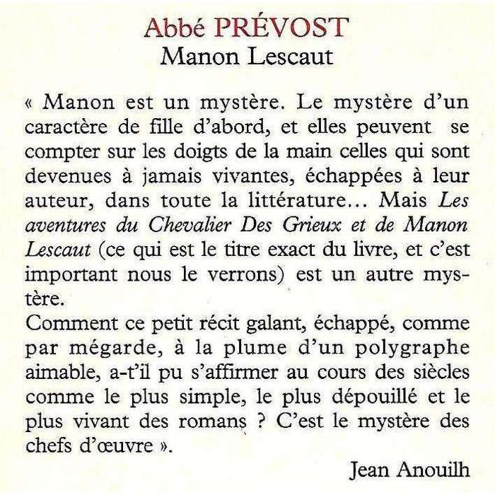 Manon Lescaut (French) | Abbe Prevost