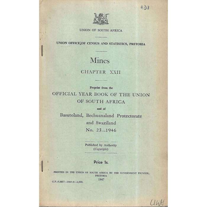 Mines, Chapter XXII (Reprint from the Official Year Book of the Union of South Africa)