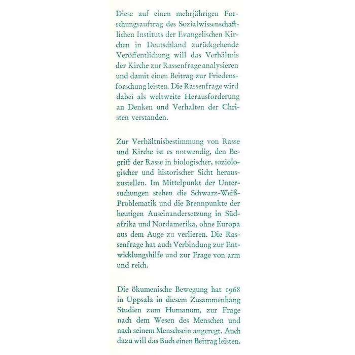 Rasse, Kirche und Humanum: Ein Beitrag zur Friedensforschung (German)
