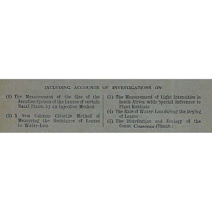 Researches on the Vegetation of Natal, Series I | J. W. Bews & R. D. Aitken