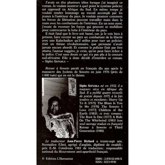 Retour a Soweto (French) | Sipho Sepamla