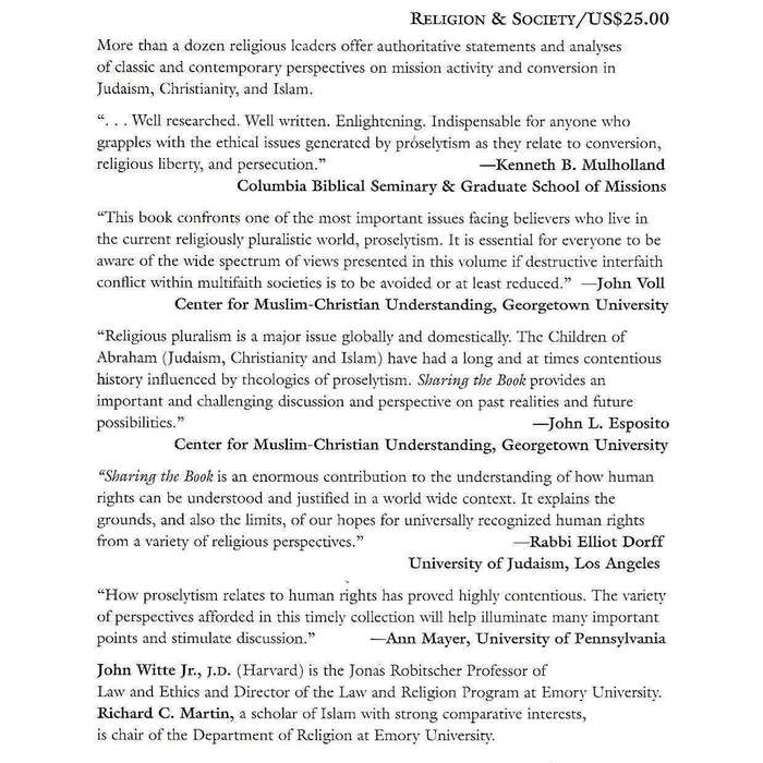 Sharing the Book: Religious Perspectives on the Rights and Wrongs of Proselytism | John Witte Jr....