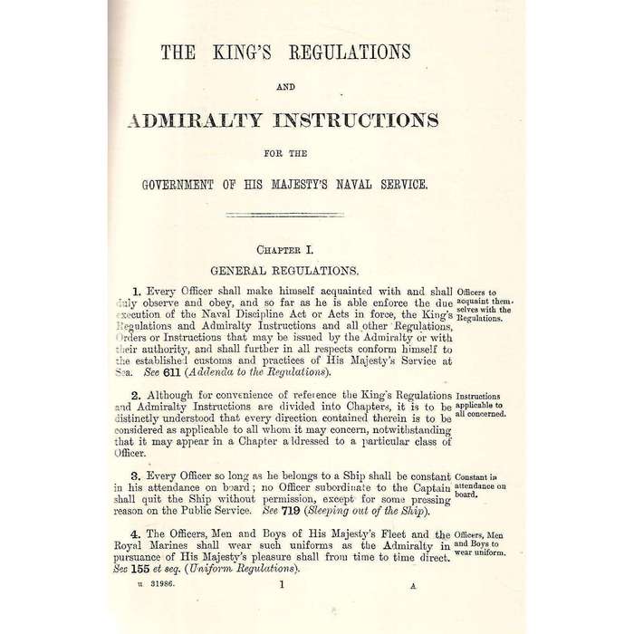 The King's Regulations and Admiralty Instructions
