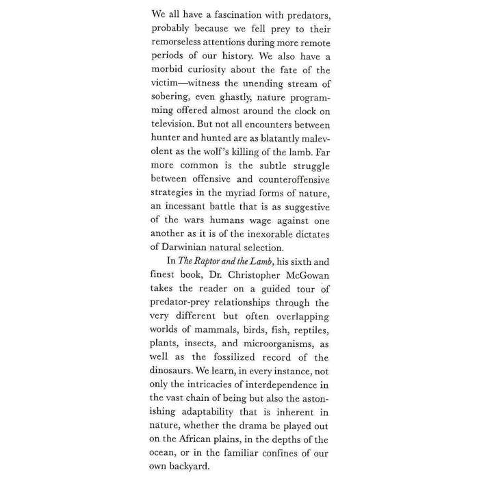 The Raptor and the Lamb: Predators and Prey in the Living World | Christopher McGowan