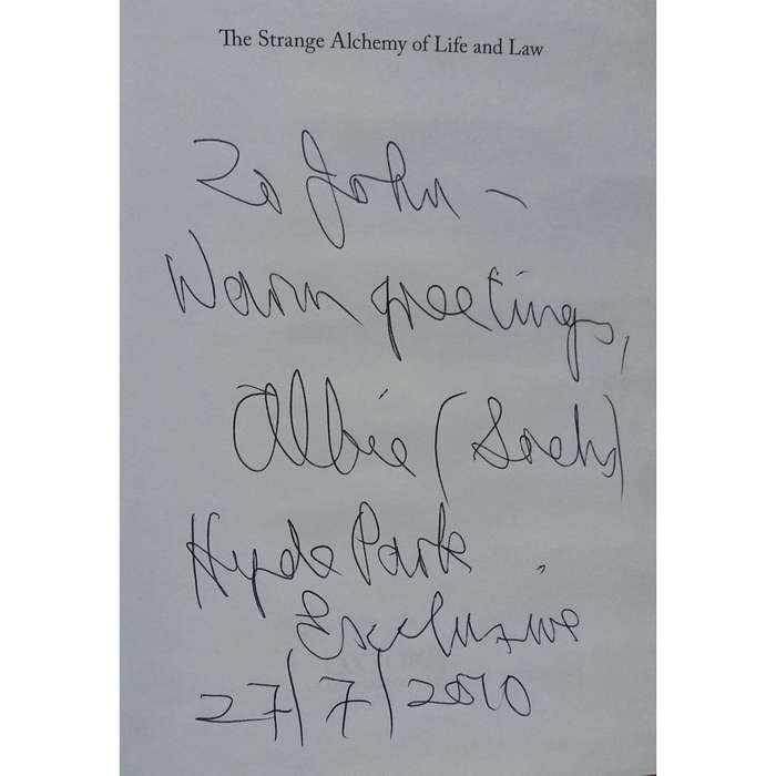 The Strange Alchemy of Life and Law (Inscribed by the Author) | Albie Sachs