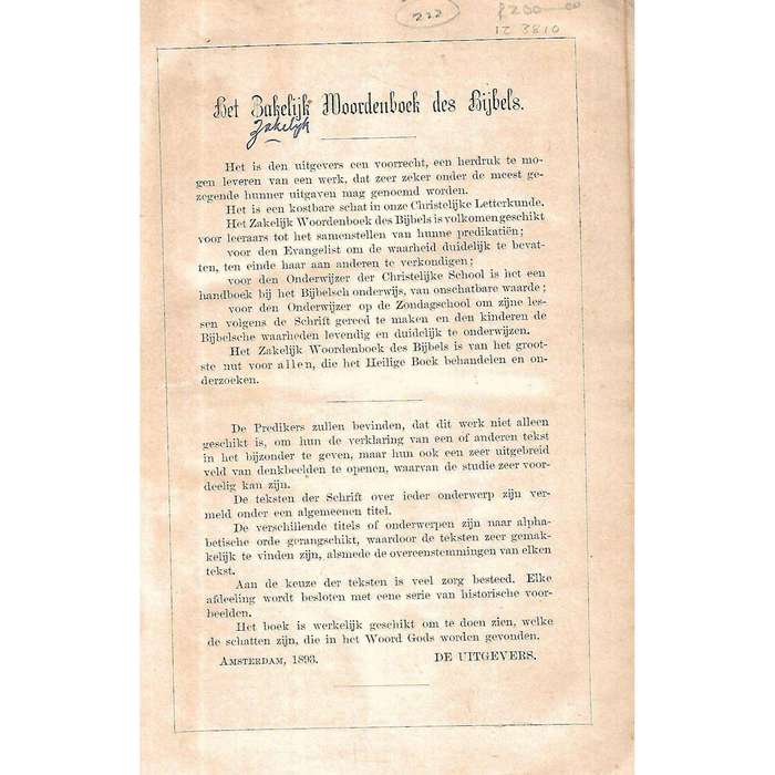 Zakelijk Woordenboek des Bijbels