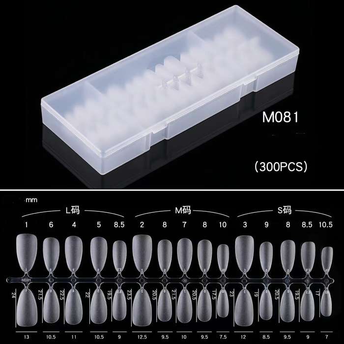 Almond - Short - Full Cover - Soft Gel - Clear Matt - Nail Tips - 300pcs - M081