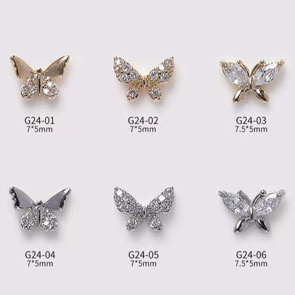 Nail Decoration - Butterfly Rhinestones - 2pcs
