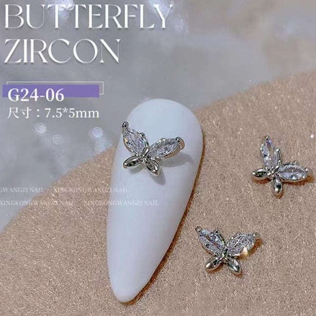 Nail Decoration - Butterfly Rhinestones - 2pcs