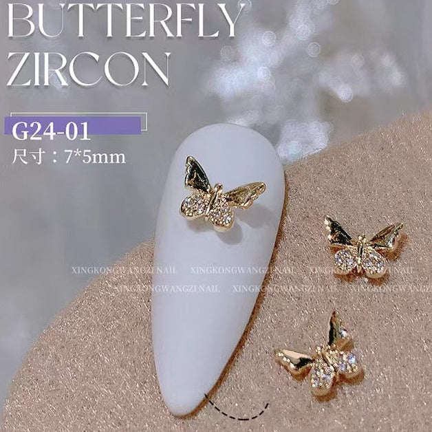 Nail Decoration - Butterfly Rhinestones - 2pcs