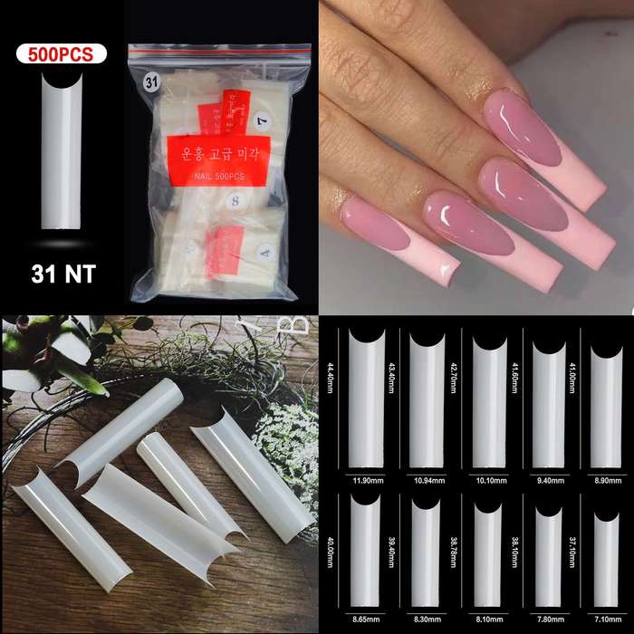 C Curve Straight - Half Cover - Nail Tips - 500pcs - Bag