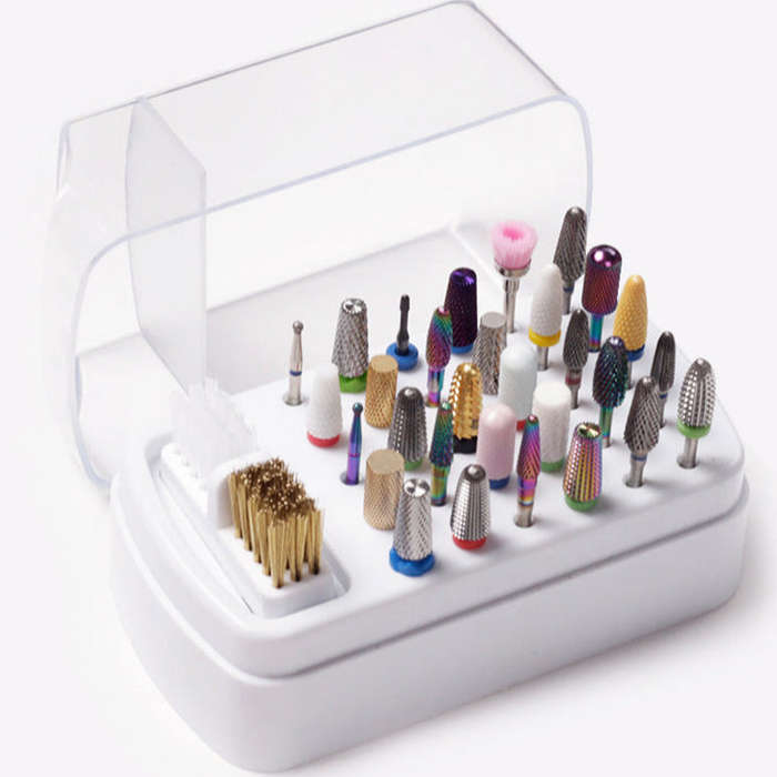 Drill Bit Storage Box - 30 Holes with Cleaning Brush