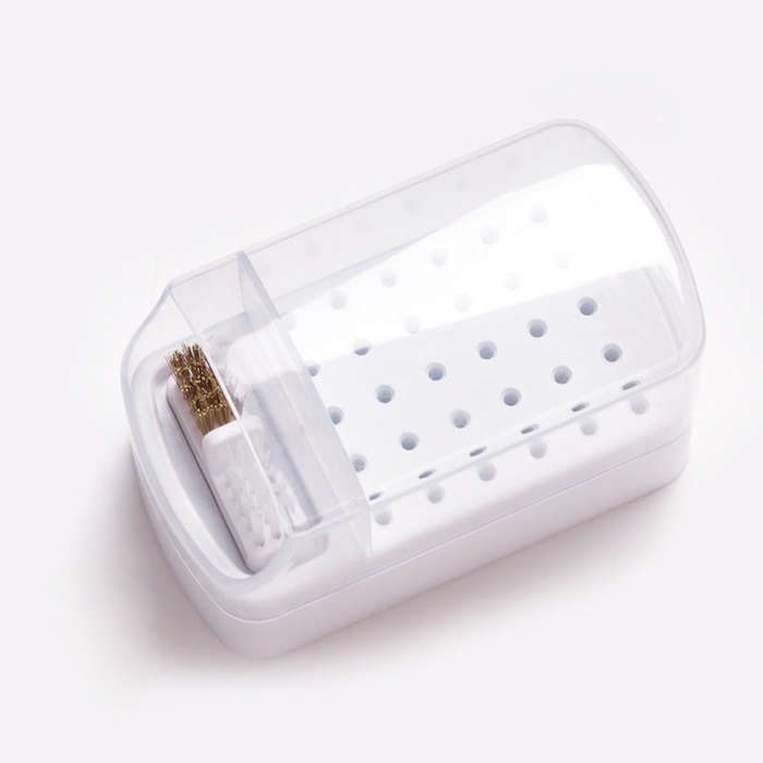 Drill Bit Storage Box - 30 Holes with Cleaning Brush