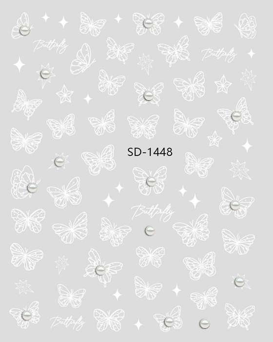 Nail Sticker 3D - 1448 - Butterfly with Pearls